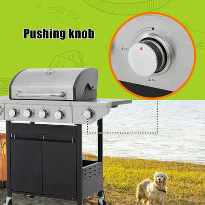 Premium 4-Burner Stainless Steel Propane Gas Grill with Side Burner